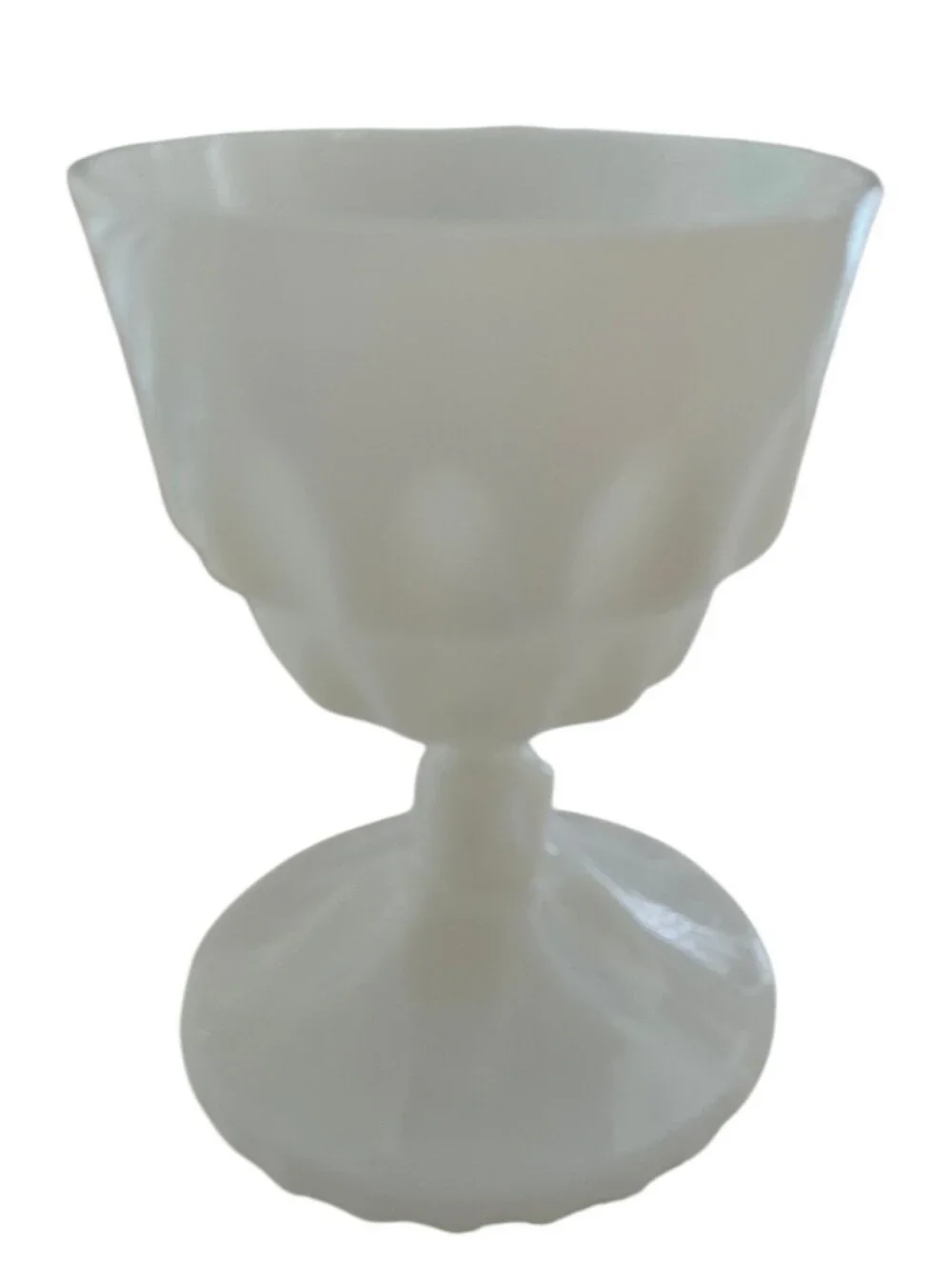 Vintage White Milk Glass Pedestal Goblet Scalloped Paneled Compote Vase - Picture 2 of 6